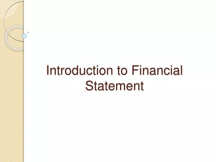 introduction to financial statement