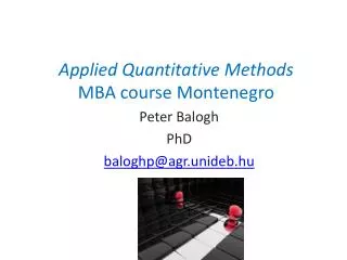 Applied Quantitative Methods MBA course Montenegro