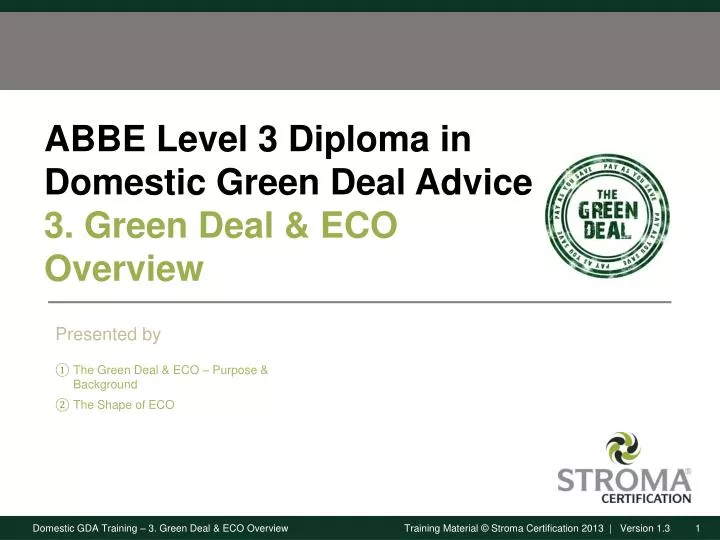 abbe level 3 diploma in domestic green deal advice 3 green deal eco overview
