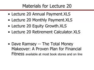 Materials for Lecture 20