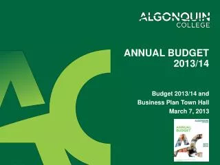 Annual budget 2013/14