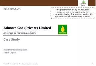 Admore Gas (Private) Limited A licensed oil marketing company