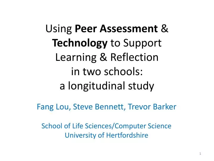 using peer assessment technology to support learning reflection in two schools a longitudinal study