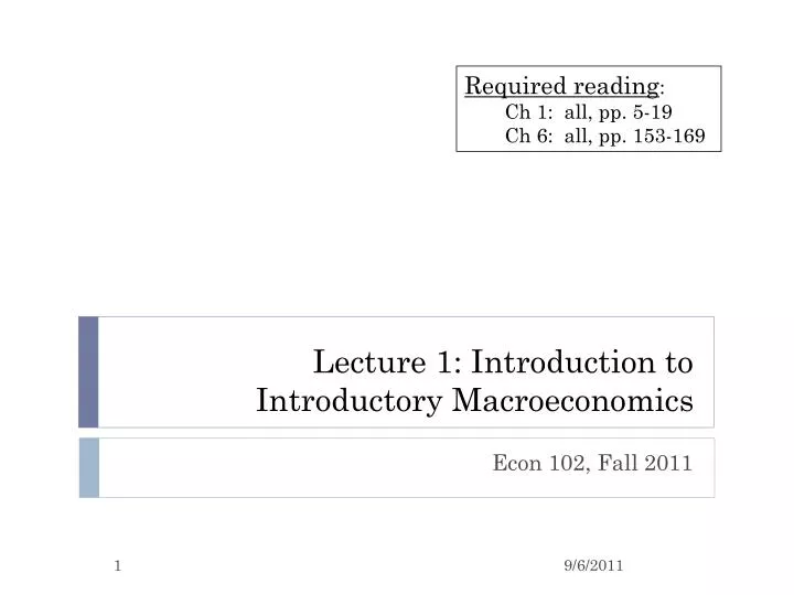 lecture 1 introduction to introductory macroeconomics