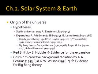 Ch.2. Solar System &amp; Earth