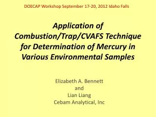 Application of Combustion/Trap/CVAFS Technique for Determination of Mercury in Various Environmental Samples