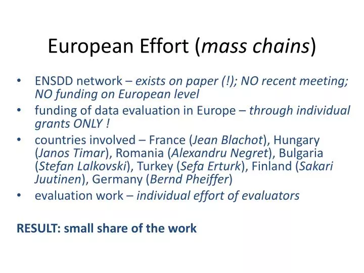 european effort mass chains