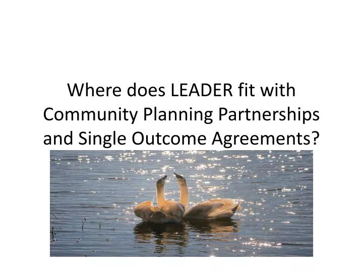 where does leader fit with community planning partnerships and single outcome agreements