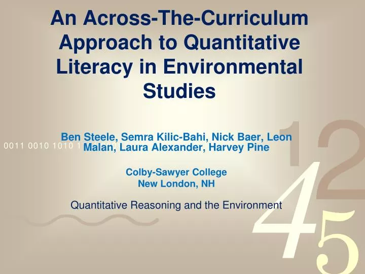an across the curriculum approach to quantitative literacy in environmental studies