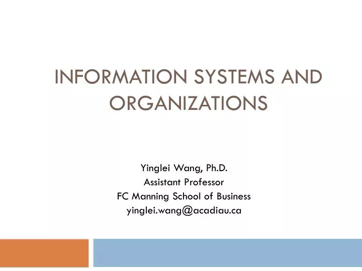 information systems and organizations