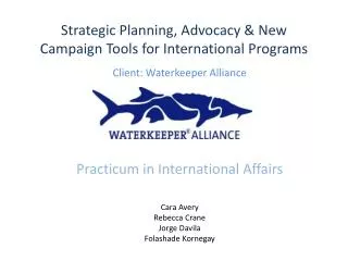 Strategic Planning, Advocacy &amp; New Campaign Tools for International Programs