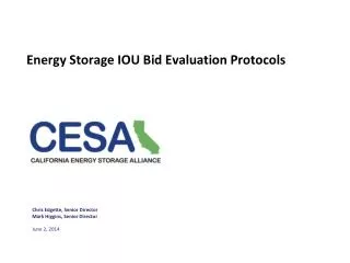 Energy Storage IOU Bid Evaluation Protocols