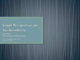 Legal Perspective on Sustainability