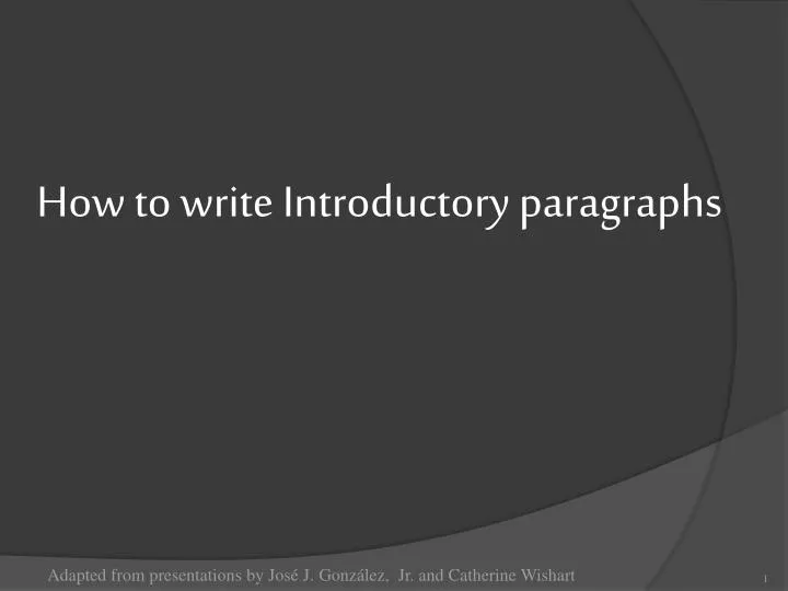 how to write introductory paragraphs