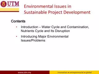 Environmental Issues in Sustainable Project Development