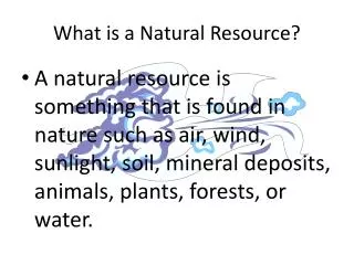 What is a Natural Resource?