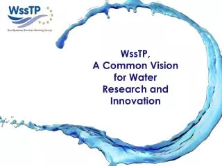 WssTP and WssTP WG objectives Horizon2020 Mission WG Ecosystems services