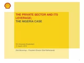 The private sector and its leverage; the Nigeria case VU University Amsterdam 11 march, 2013