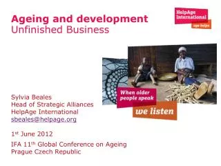 Ageing and development Unfinished Business