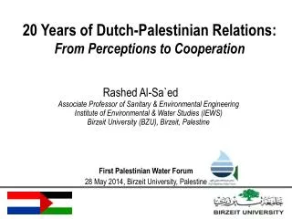 20 Years of Dutch-Palestinian Relations: From Perceptions to Cooperation