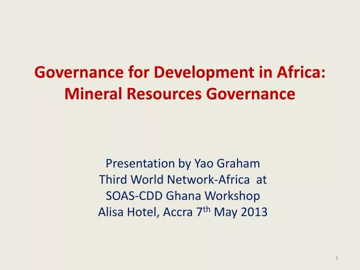 governance for development in africa mineral resources governance