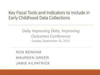 Key Fiscal Tools and Indicators to Include in Early Childhood Data Collections