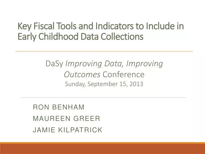 key fiscal tools and indicators to include in early childhood data collections