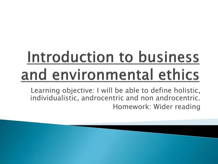 introduction to business and environmental ethics