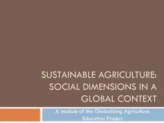 Sustainable agriculture: Social dimensions in a global context