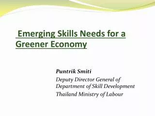 Emerging Skills Needs for a Greener Economy