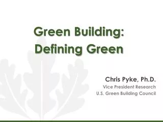 Green Building: Defining Green