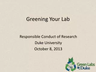 Greening Your Lab