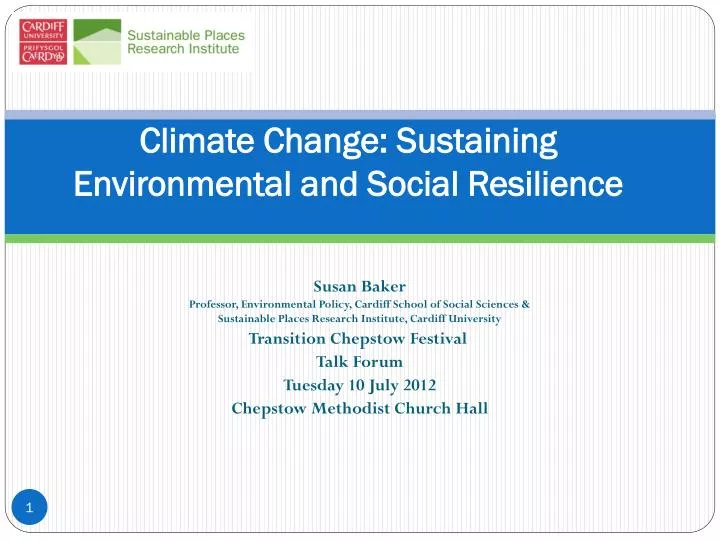 climate change sustaining environmental and social resilience