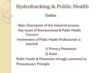Hydrofracking &amp; Public Health