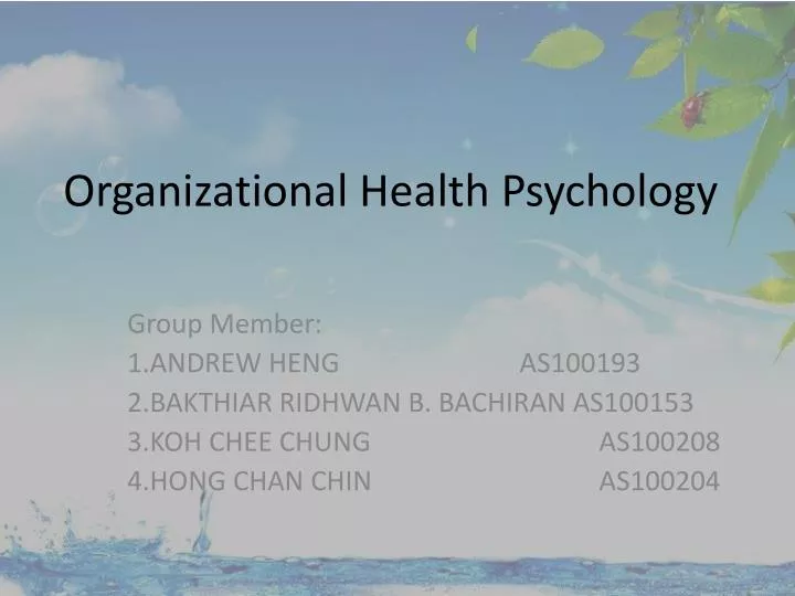 organizational health psychology