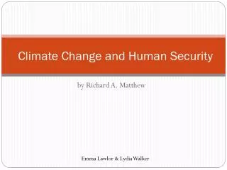 Climate Change and Human Security