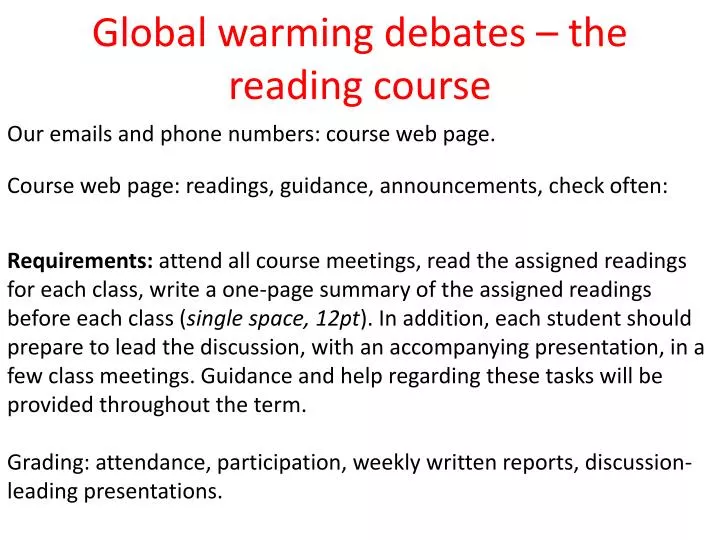 global warming debates the reading course