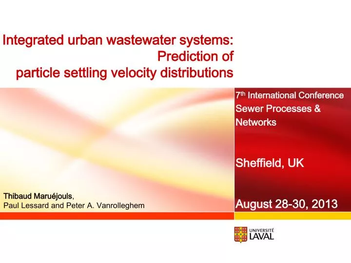 integrated urban wastewater systems prediction of particle settling velocity distributions