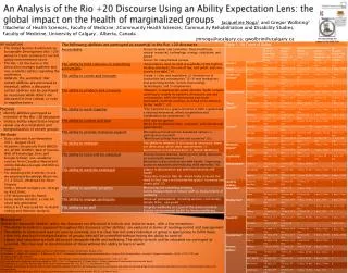 An Analysis of the Rio +20 Discourse Using an Ability Expectation Lens: the global impact on the health of marginalized