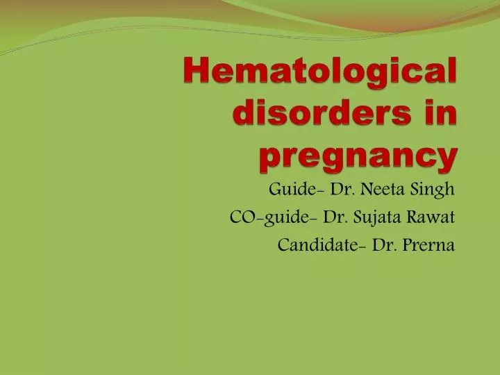hematological disorders in pregnancy
