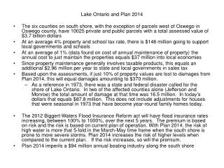 Lake Ontario and Plan 2014