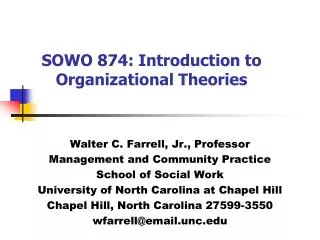 SOWO 874: Introduction to Organizational Theories