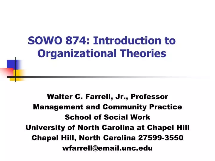sowo 874 introduction to organizational theories