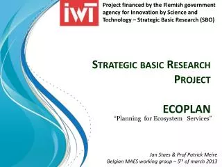 Strategic basic Research Project ECOPLAN