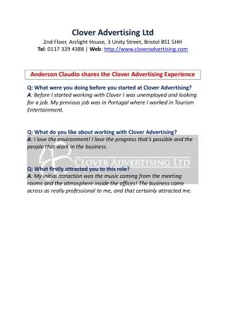 Clover Advertising Bristol: Experiences of Anderson Claudio