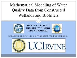 Mathematical Modeling of Water Quality Data from Constructed Wetlands and Biofilters