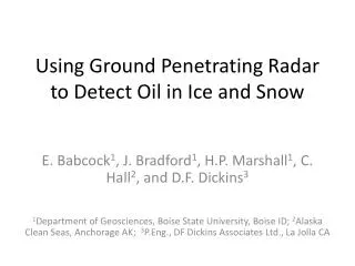 Using Ground Penetrating Radar to Detect Oil in Ice and Snow