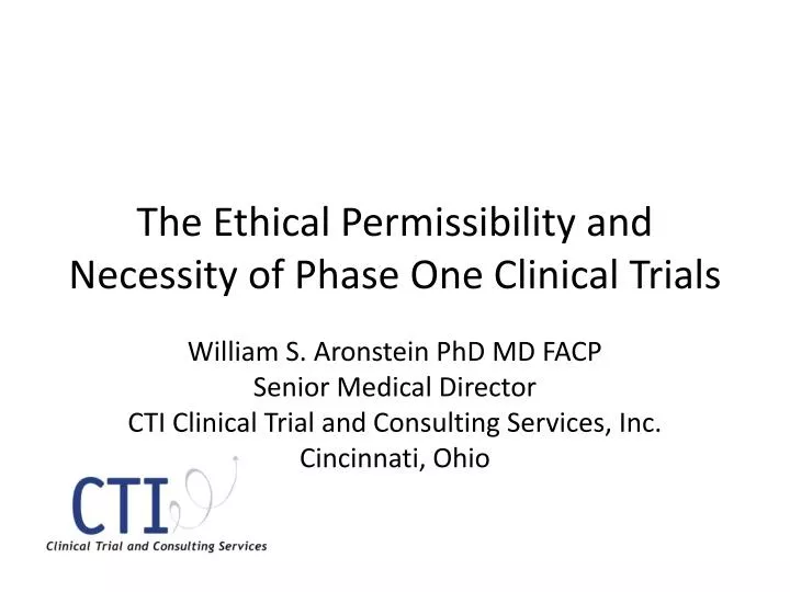 the ethical permissibility and necessity of phase one clinical trials