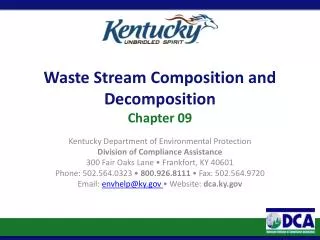 Waste Stream Composition and Decomposition Chapter 09