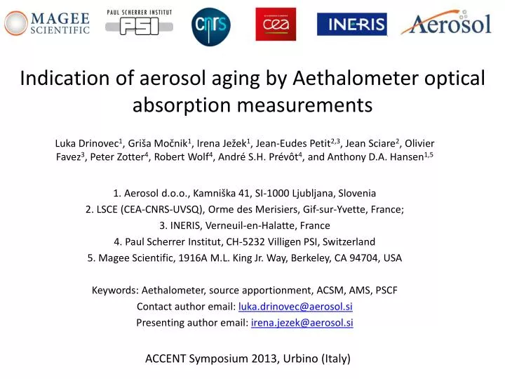 indication of aerosol aging by aethalometer optical absorption measurements